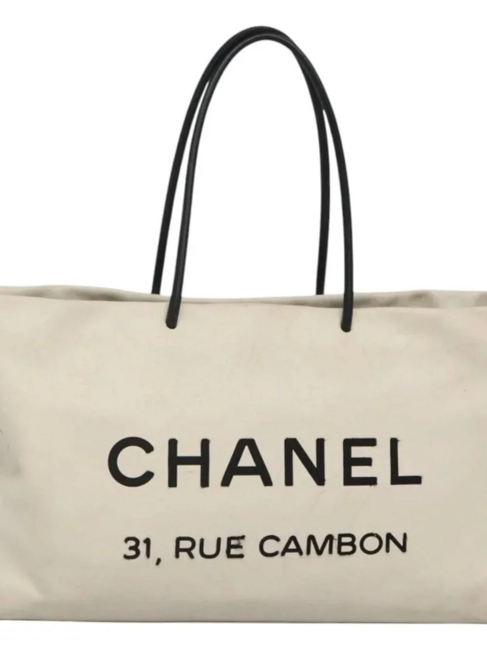 CHANEL Tote Bag Leather White Silver CC Auth ac3702